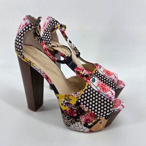 Jessica Simpson Women's Floral Patchwork Platform Block Heel Sandals Size 10